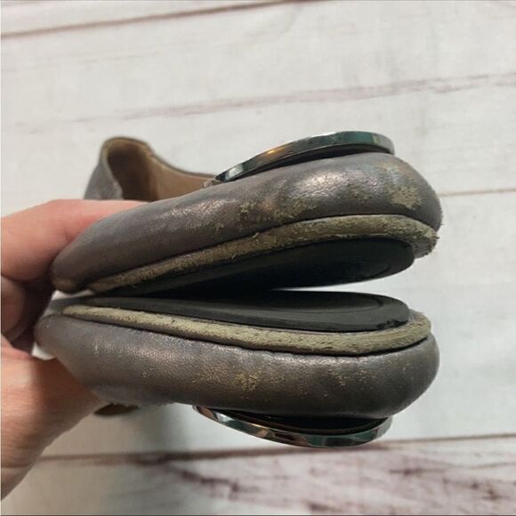 Tory Burch Minnie Travel Ballet Flats In Gunmetal - Picture 5 of 14